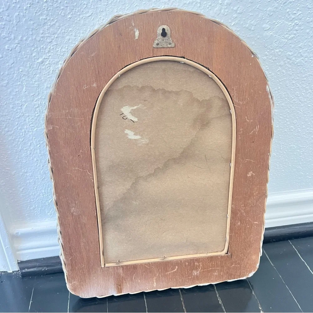 Vintage Wicker Wall Mirror 12x17